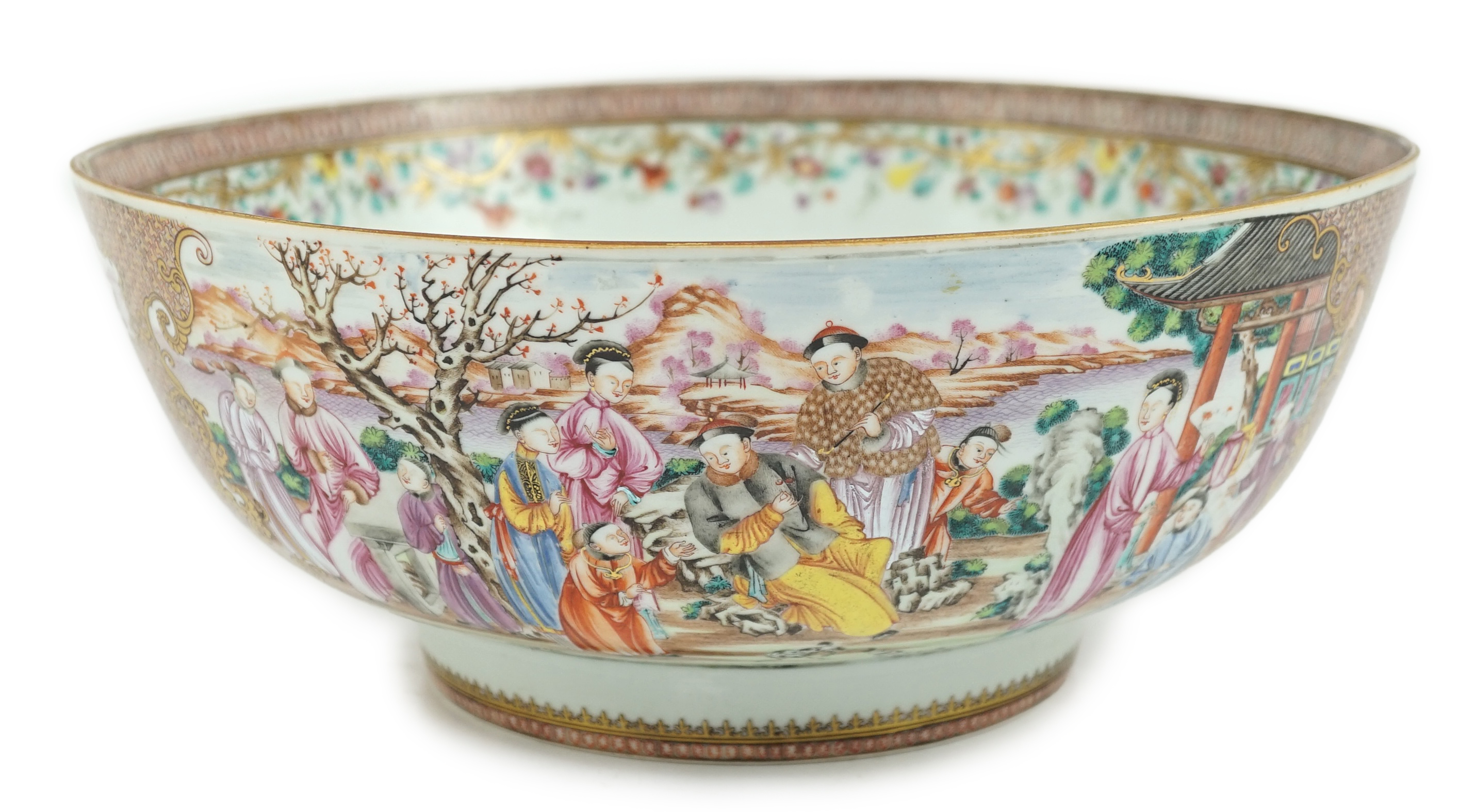 A large Chinese famille rose punch bowl, Qianlong period